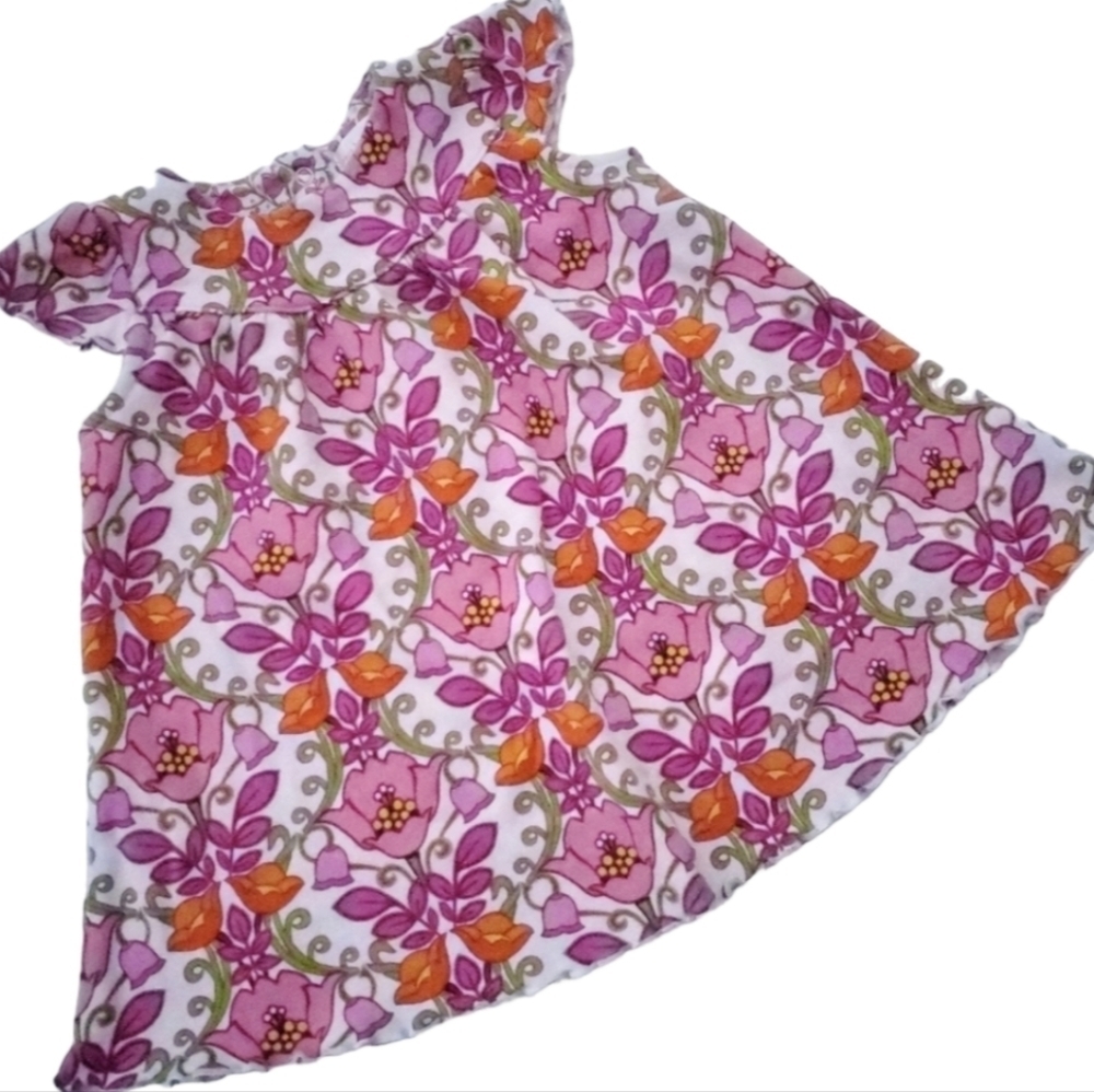 Vera Bradley Baby Dress Short-sleeve White|Pink Floral Girls 6-9M